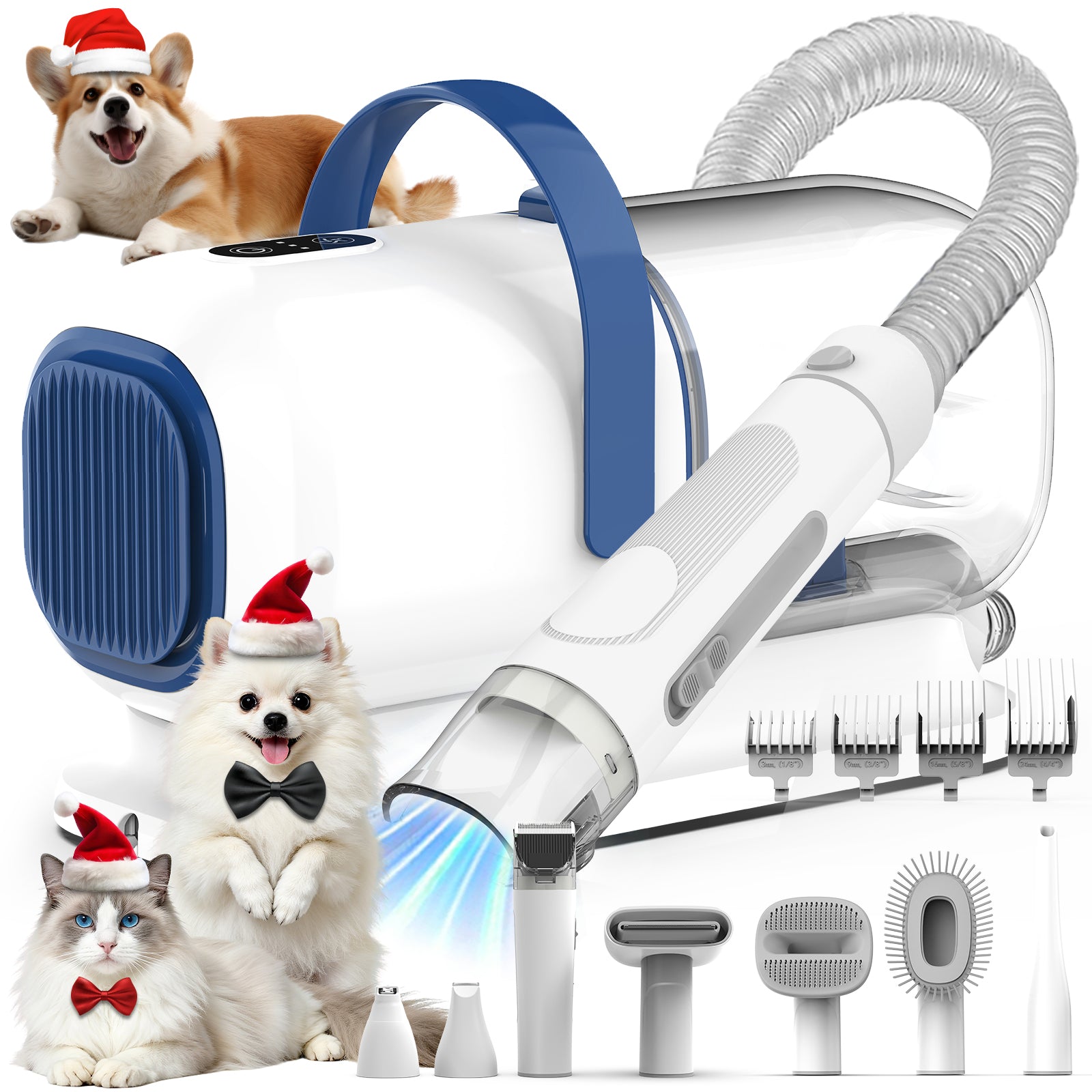AIRROBO GP04 Plus Dog Grooming Kit with Vacuum, Pet Clippers Set, Low Noise Grooming Tools