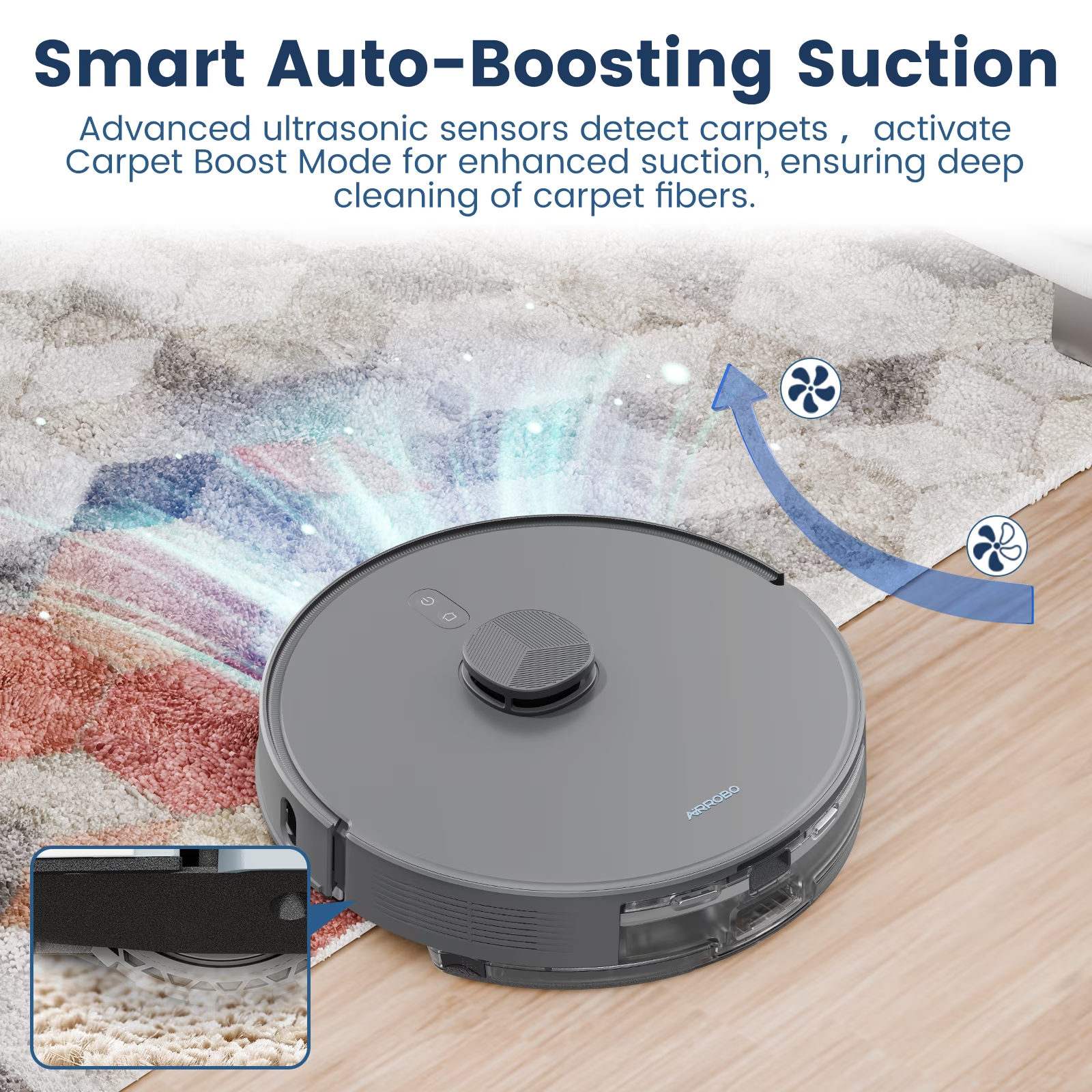 AIRROBO T25+ Robot Vacuum & Mops - Self-Empty, 75-Day Hands-Free, 10000Pa Suction, Ultrasonic Carpet Detection, 180min Runtime
