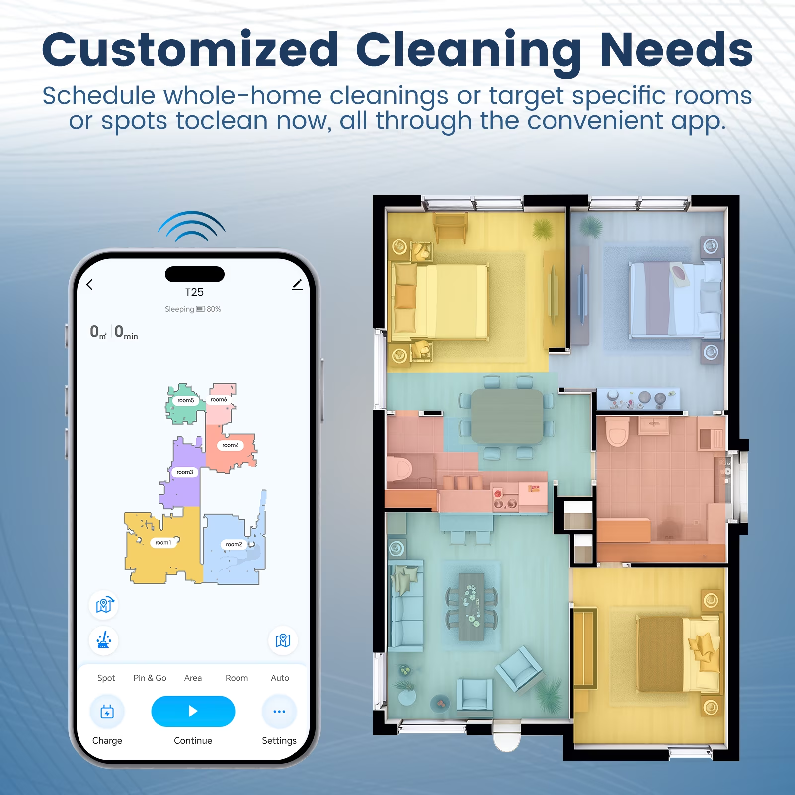 AIRROBO T25+ Robot Vacuum & Mops - Self-Empty, 75-Day Hands-Free, 10000Pa Suction, Ultrasonic Carpet Detection, 180min Runtime
