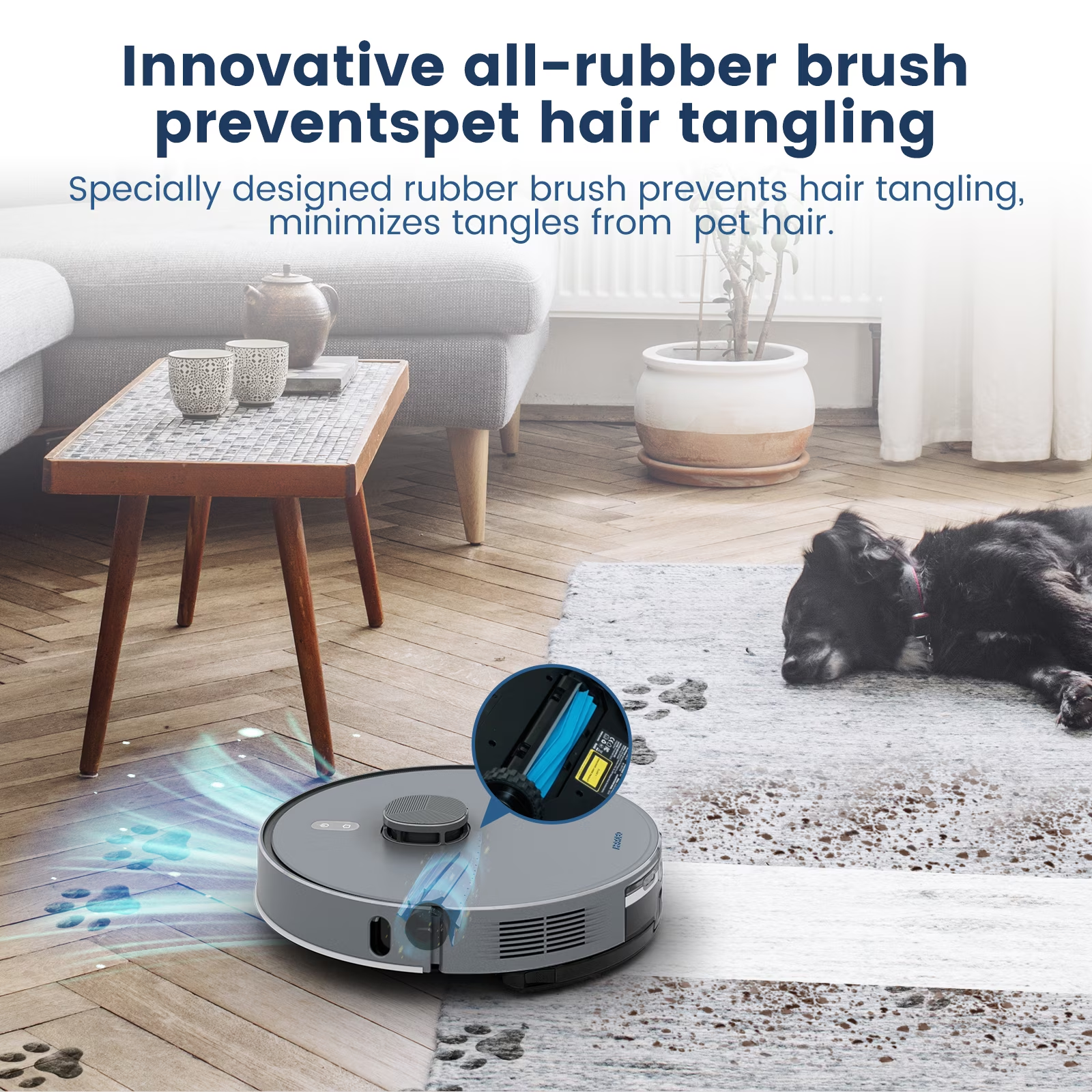 AIRROBO T25+ Robot Vacuum & Mops - Self-Empty, 75-Day Hands-Free, 10000Pa Suction, Ultrasonic Carpet Detection, 180min Runtime