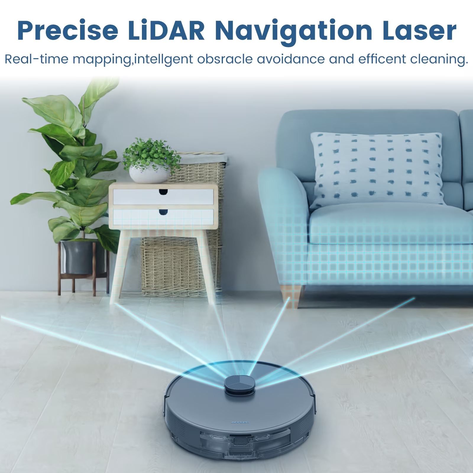 AIRROBO T25+ Robot Vacuum & Mops - Self-Empty, 75-Day Hands-Free, 10000Pa Suction, Ultrasonic Carpet Detection, 180min Runtime