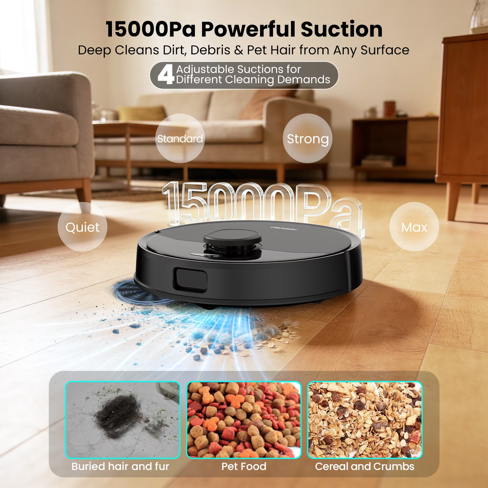 (2026 Upgrade)AIRROBO M2 Robot Vacuum and Mop Combo Auto Mop Cleaning and Drying, 15,000Pa Self-Refilling and Self-Emptying Base for 75 Days of Cleaning