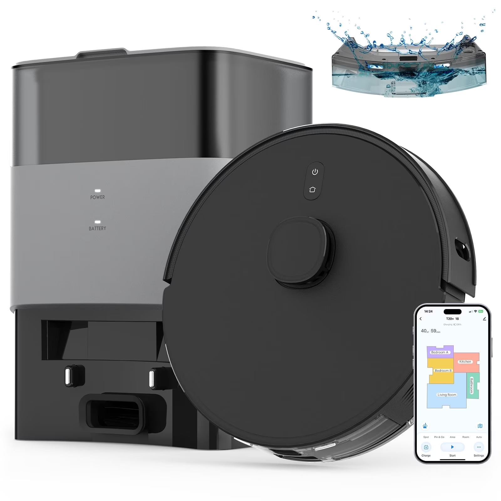 AIRROBO Robot Vacuum and Mop Combo T20C with 65 Days Self-Empty Station Voice Control Home Mapping