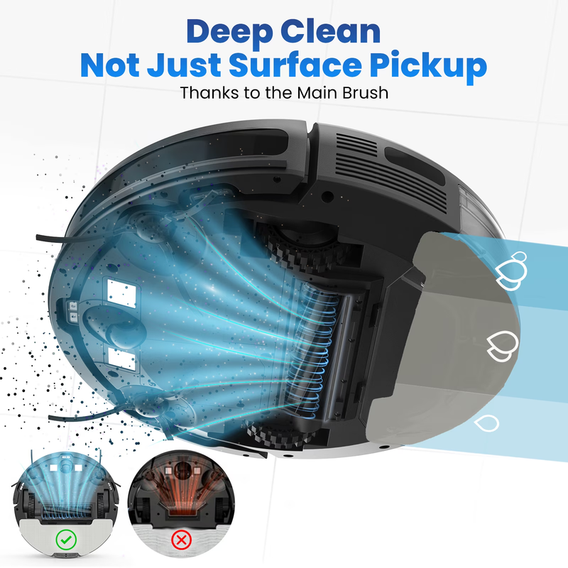 AIRROBO G60 3 in 1 Robot Vacuum and Mop Combo with Smart App&Voice Control,2 in 1 Tank for pet hair