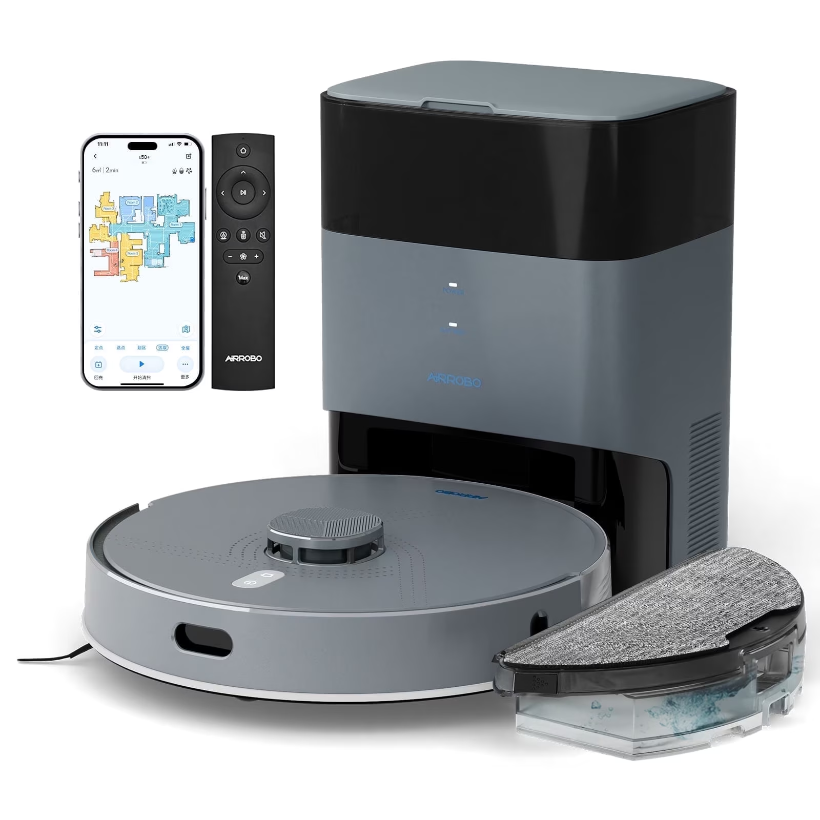 AIRROBO L50 Self-Empty Robot Vacuum and Mop Combo with 5500Pa Powerful Suction for Pet Hair