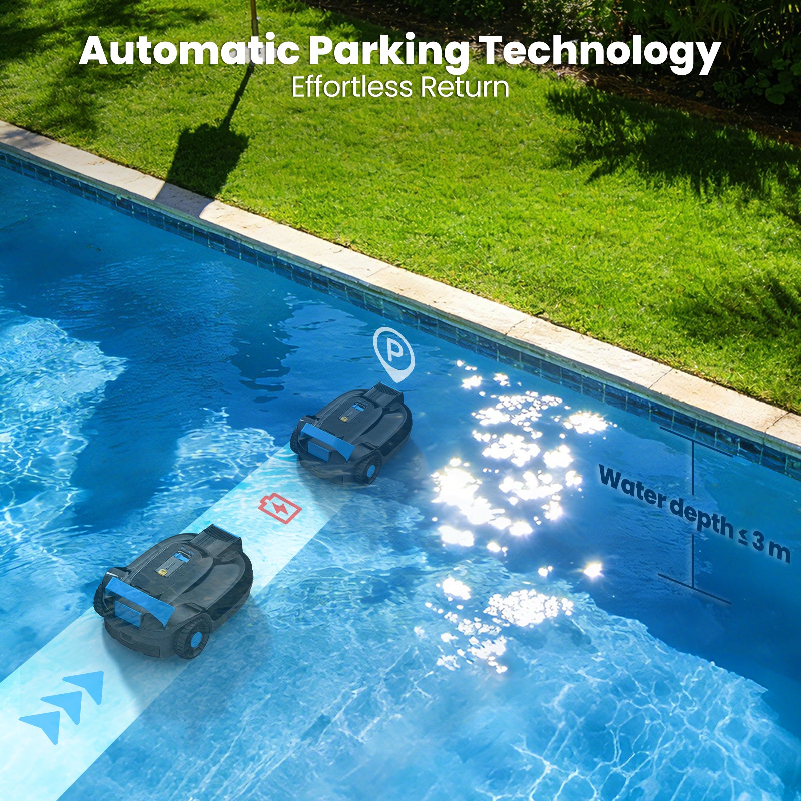 AIRROBO CP02 Cordless Robot Pool Vacuum Robotic Pool Cleaner,120 Runtime for Small Above Ground Pool and In Ground Pool