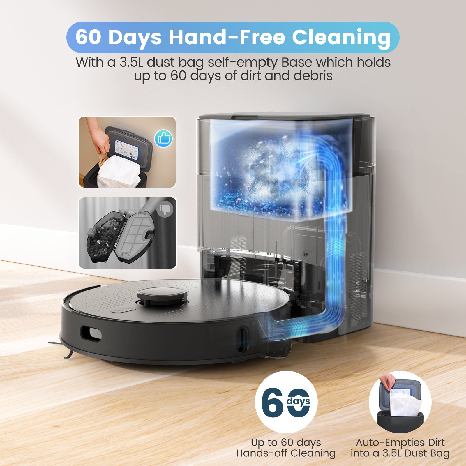AIRROBO Robot Vacuum and Mop Combo T20 with 60 Days Self-Empty Station Voice Control Home Mapping