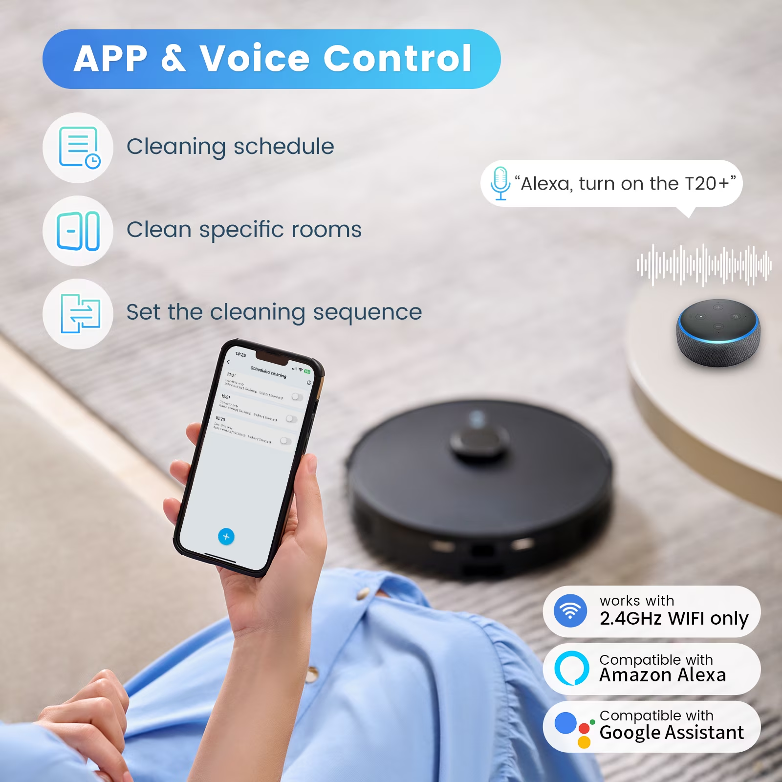 AIRROBO Robot Vacuum and Mop Combo T20C with 65 Days Self-Empty Station Voice Control Home Mapping