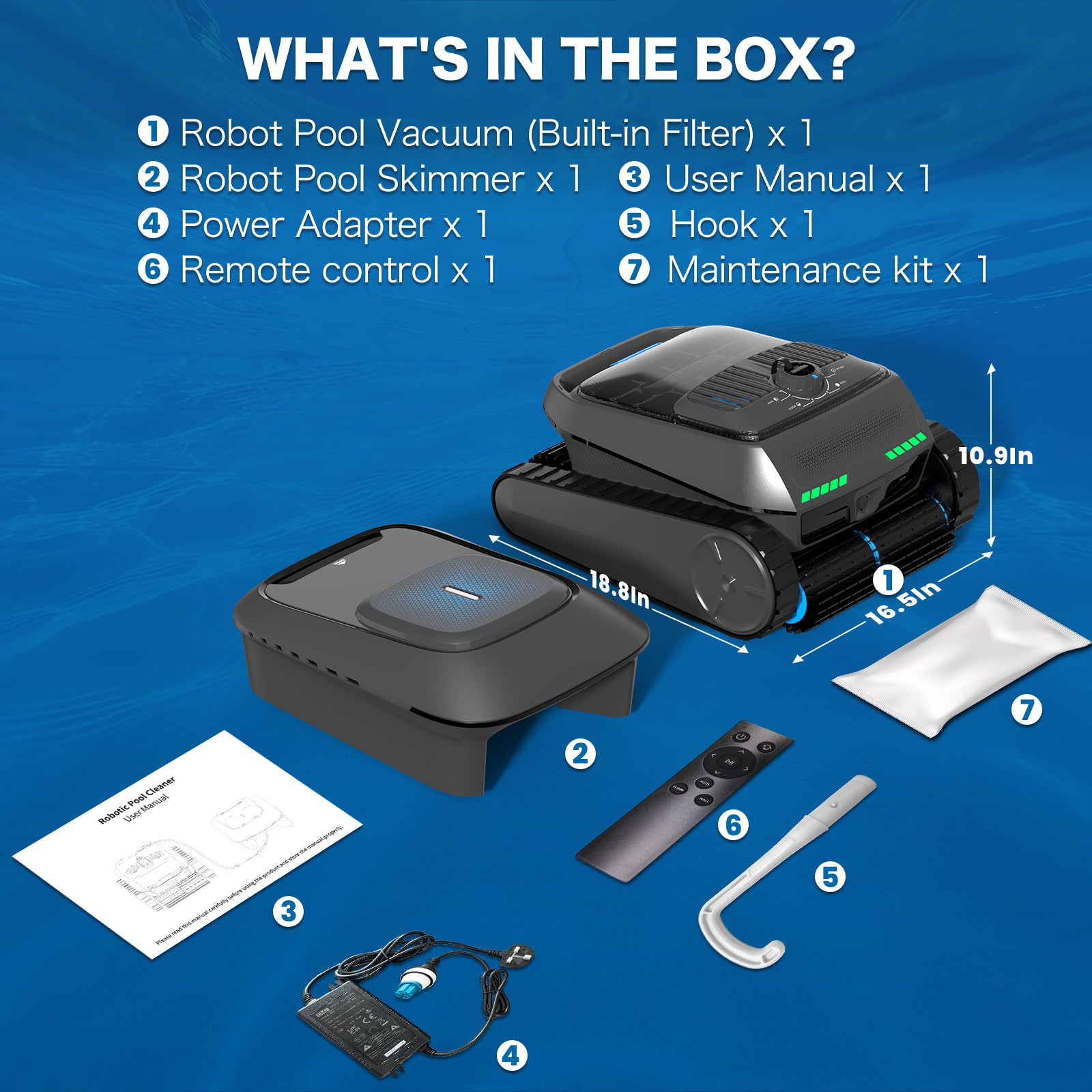 AIRROBO Pool Robot Cleaner 4in1 Omni CP400, Robot Pool Cleaner above Ground Pool and Inground Pool,with Pool Skimmer Robot