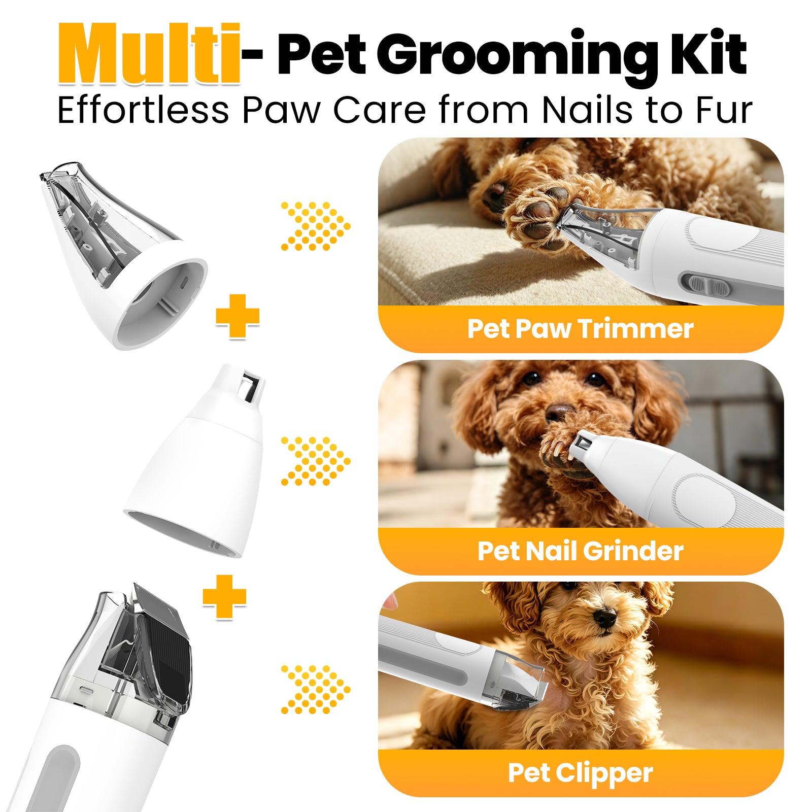 AIRROBO GP04 Plus Dog Grooming Kit with Vacuum, Pet Clippers Set, Low Noise Grooming Tools