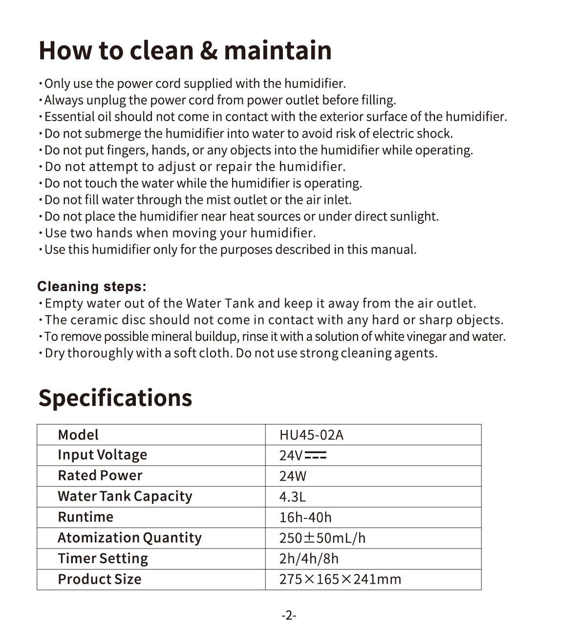 AIRROBO HU450 User Manual | US Official Website