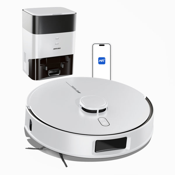 AIRROBO L60+ robot vacuum with automatic dust collection station and smartphone app control