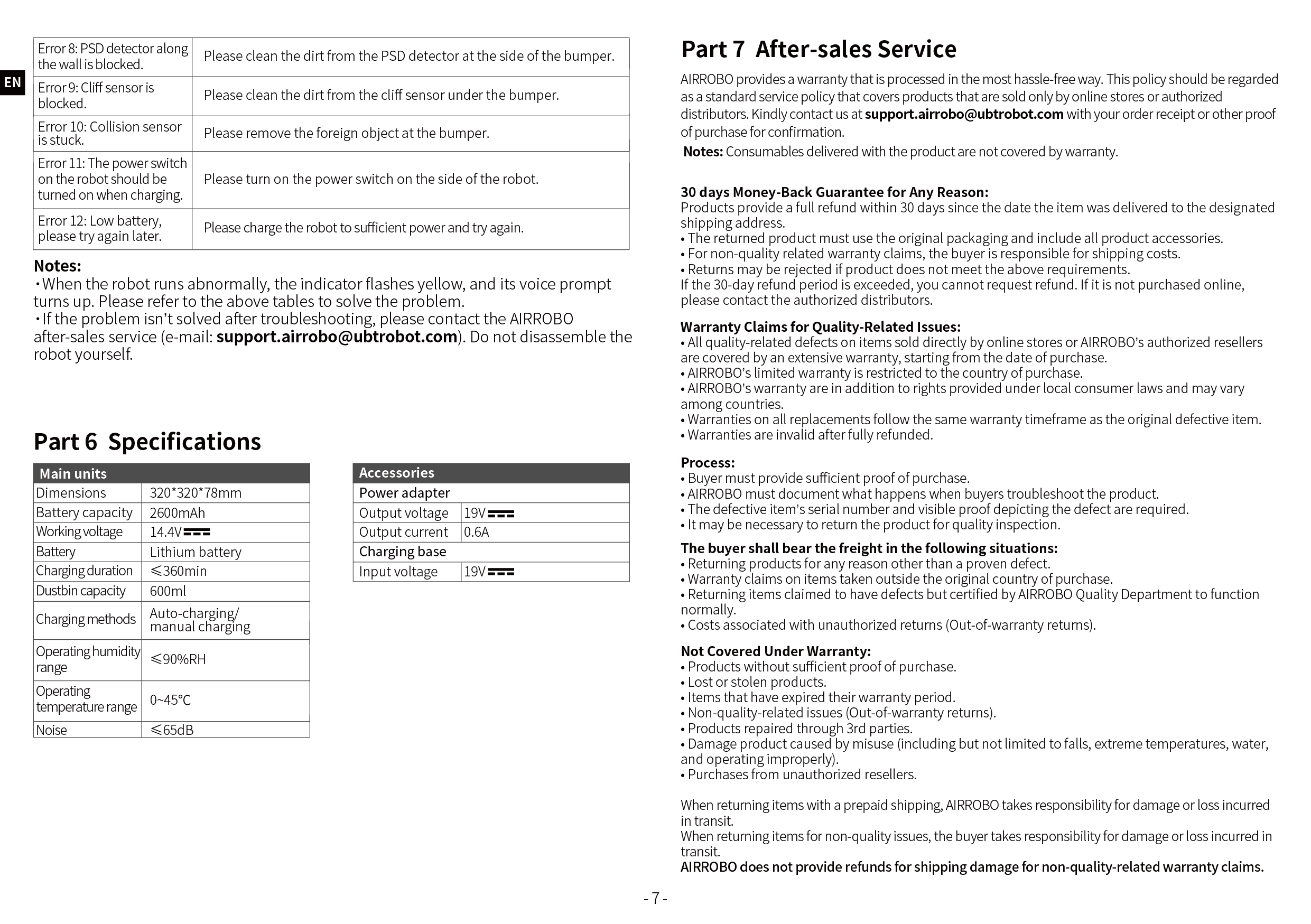 AIRROBO P20 User Manual | US Official Website